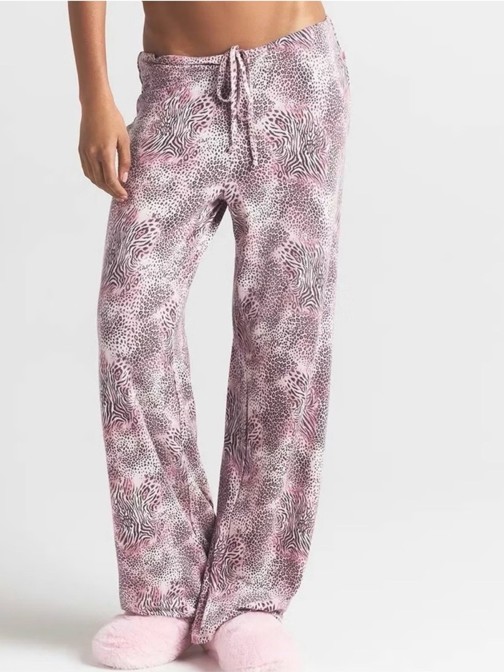 SKIMS Pink Animal-Print Wide Leg Lounge Pants XS